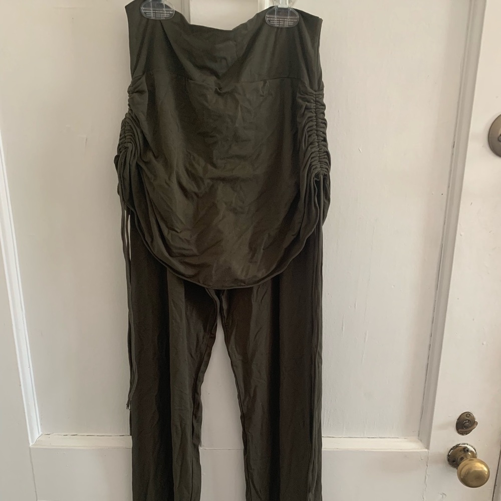 Organic cotton skirted yoga pants with ties